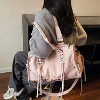 Sac à main de moto rétro pour femmes, Design à pompon, sac d'oreiller à bandoulière haut de gamme, tendance, grande capacité, sac sous les bras pour femmes 4
