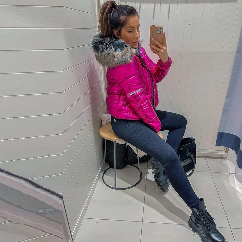 

Patchwork Zipper Jacket Female 2022 Autumn and Winter New Letters Embroidered Long-Sleeved Short Sections of Cotton Clothing