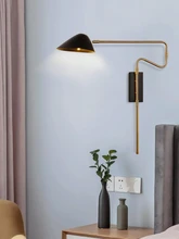  Nordic Rocker Arm Wall Lamp Gold Rotatable Led Wall Lamp Modern Creative Bedroom Simple Bedside Designer Metal Wall Sconce Lamp 