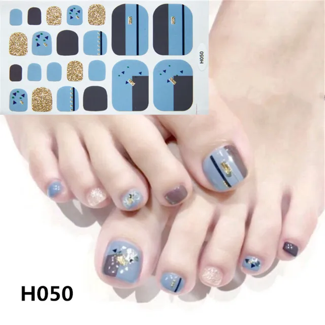22tips Korea Toe Nail Sticker Wraps Adhesive Decals Toenail Polish Strips DIY Pedicure Foot Decals Manicure Women H050