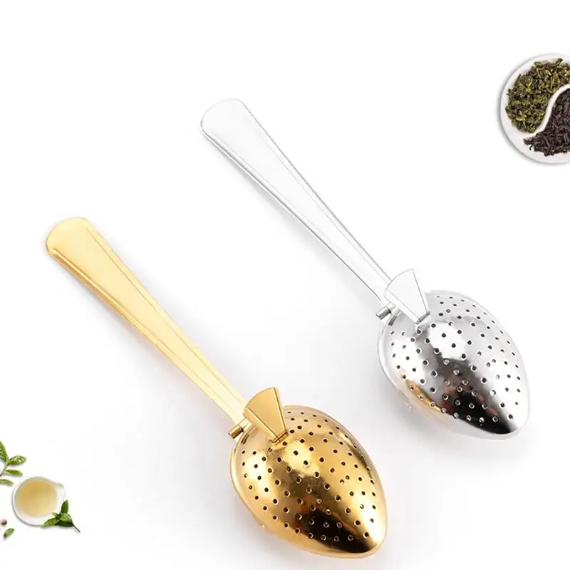 Stainless Steel Tea Infuser Snap Ball Tea Strainer With Long Handle Fine Holes Interval Diffuser Steeper For Coffee