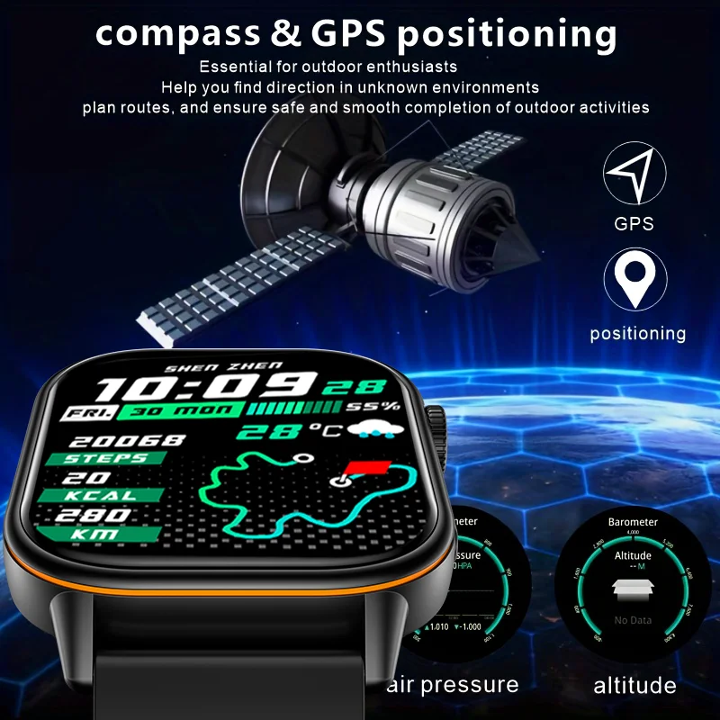 2025New smart watch for men and women HD AMOLED screen Heart Rate Bluetooth Call GPS tracking IP67 waterproof sports smart watch 3