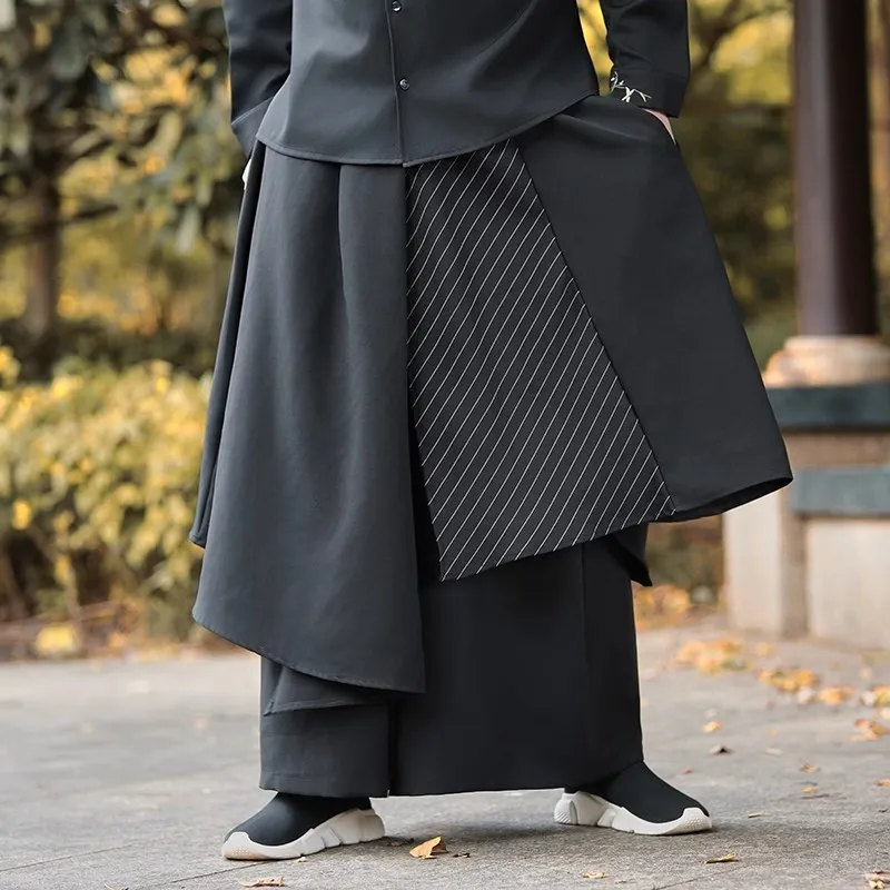 Pantaloni Larghi Harem Da Uomo Pantaloni Da Uomo Casual In Lino Hakama Pantaloni Da Uomo A Gamba Larga Pantaloni Giapponesi Pantaloni Incrociati Da Uomo Pantaloni Con Cavallo Pantalon - Foto 11