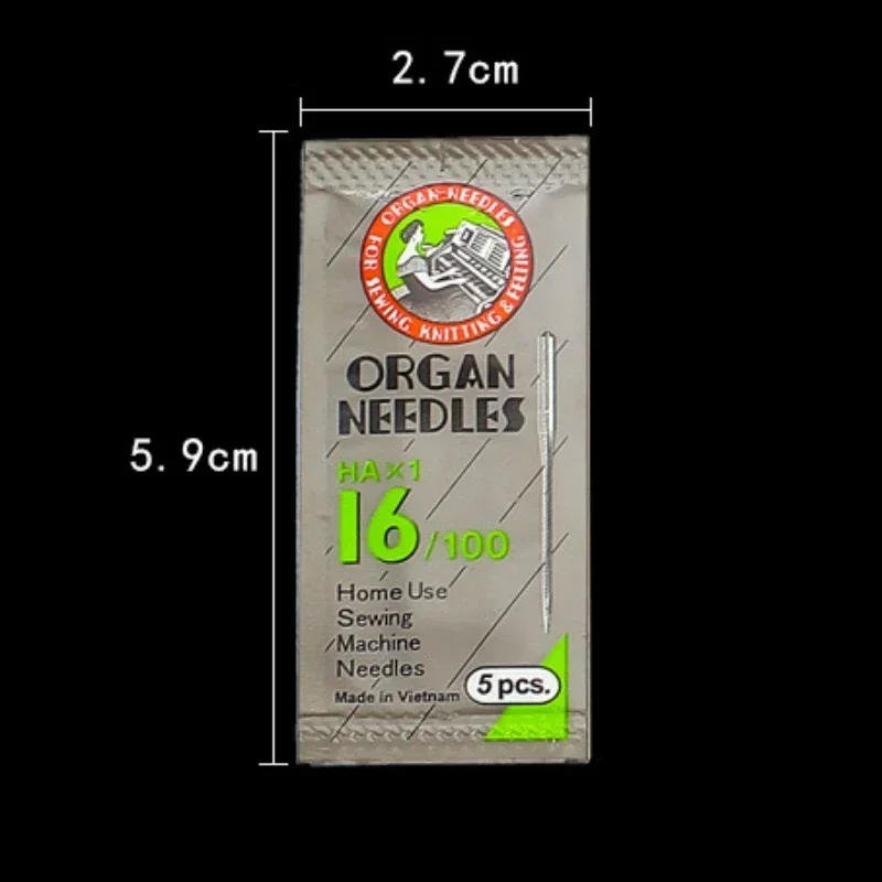 5pcs/Pack of ORGAN Household Sewing Machine Needles HAX1 Sewing Needles for SINGER BROTHER Size 8,9,10,11,12,14,16,18