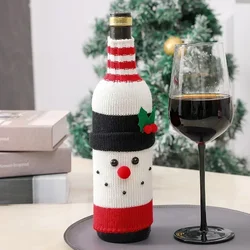 Festive Holiday Wine Bottle Cover Set - Santa & Snowman Woven Bags for Party Table Decor and Gifts (Christmas Snowman)
