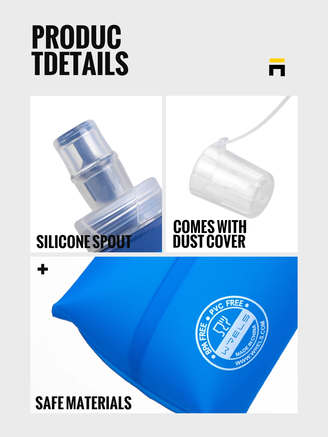 WRELS Weiche faltbare Wasserflaschen, BPA-frei, zusammenklappbare Flasche, leichte Laufwasserflasche, Sportwasserbeutel, weiche TPU-Flasche – Detail 11