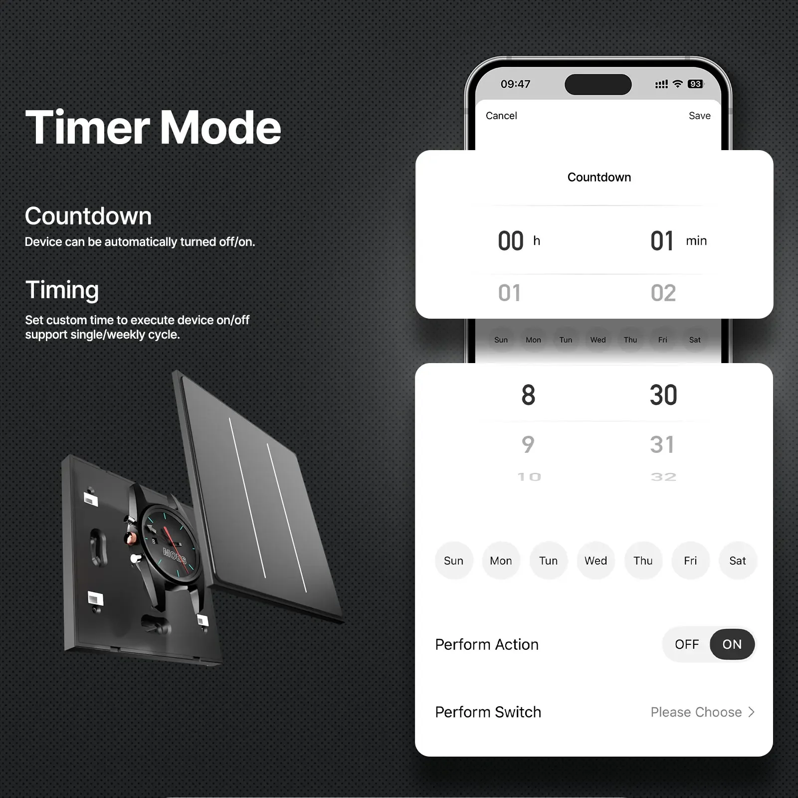 MOES ZigBee Smart Light Switch 2in1 Neutral Wire Required,Tuya APP Control,Compatible With Alexa Google Home,Star_voghion.com
