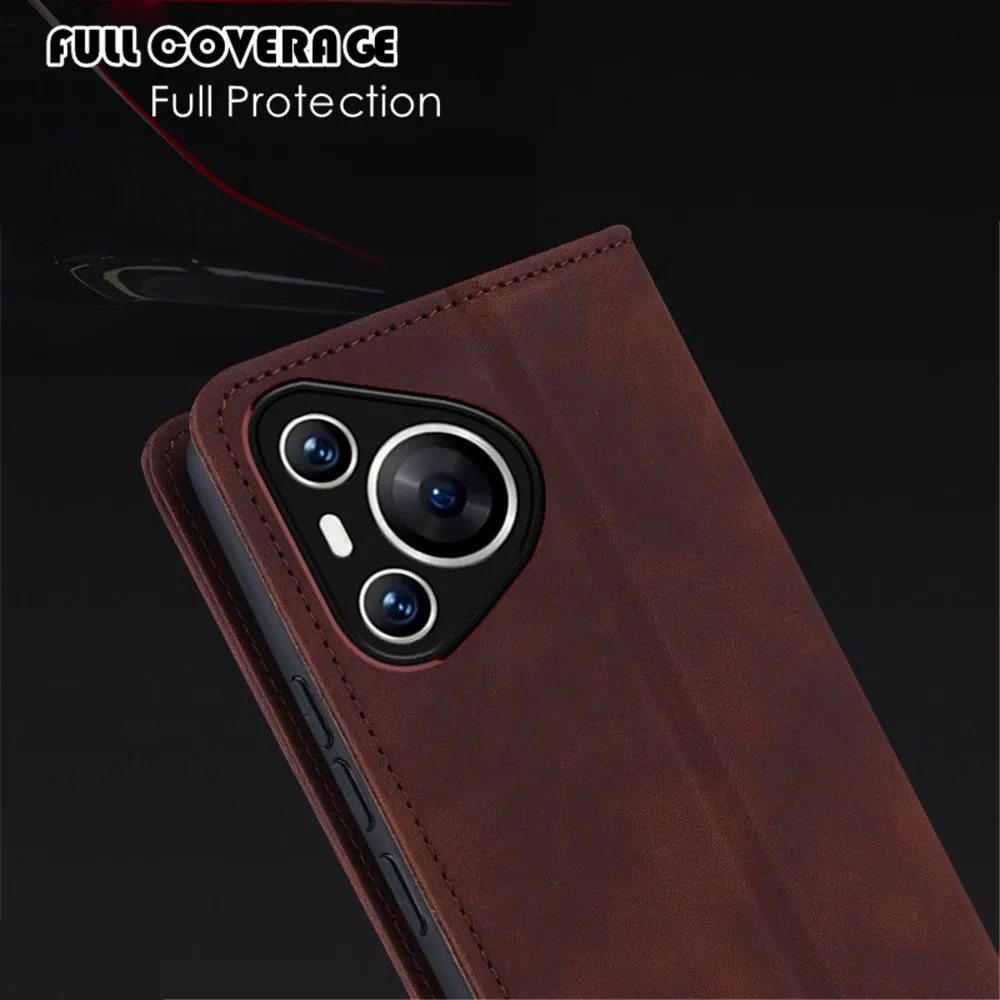Elegant Leather Stand Flip Wallet Case with Card Slot and Magnetic Buckle