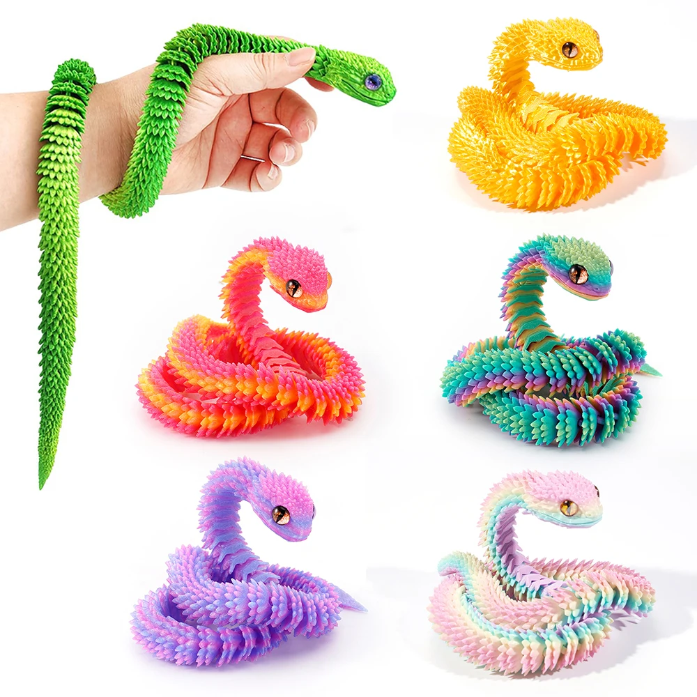 3D Printed 30cm Snake Viper Movable Joint Creative Figurine Kids Birthday Party Favors Adults Gifts Goody Fillers Home Ornament