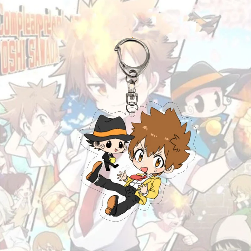 1 Pcs Cute Anime Katekyo Hitman Reborn Cosplay Keychains Sawada Tsunayoshi  Figures Acrylic Pendant Keyrings Bag Charm Gift Toys