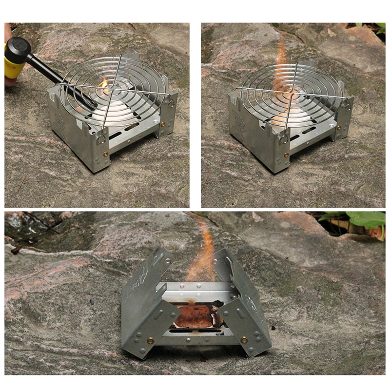 Outdoors Portable Solid Alcohols Fuels Stove Mini Picnic BBQ Folding Furnace Hiking Equipment Camping Stove Cooking Stove