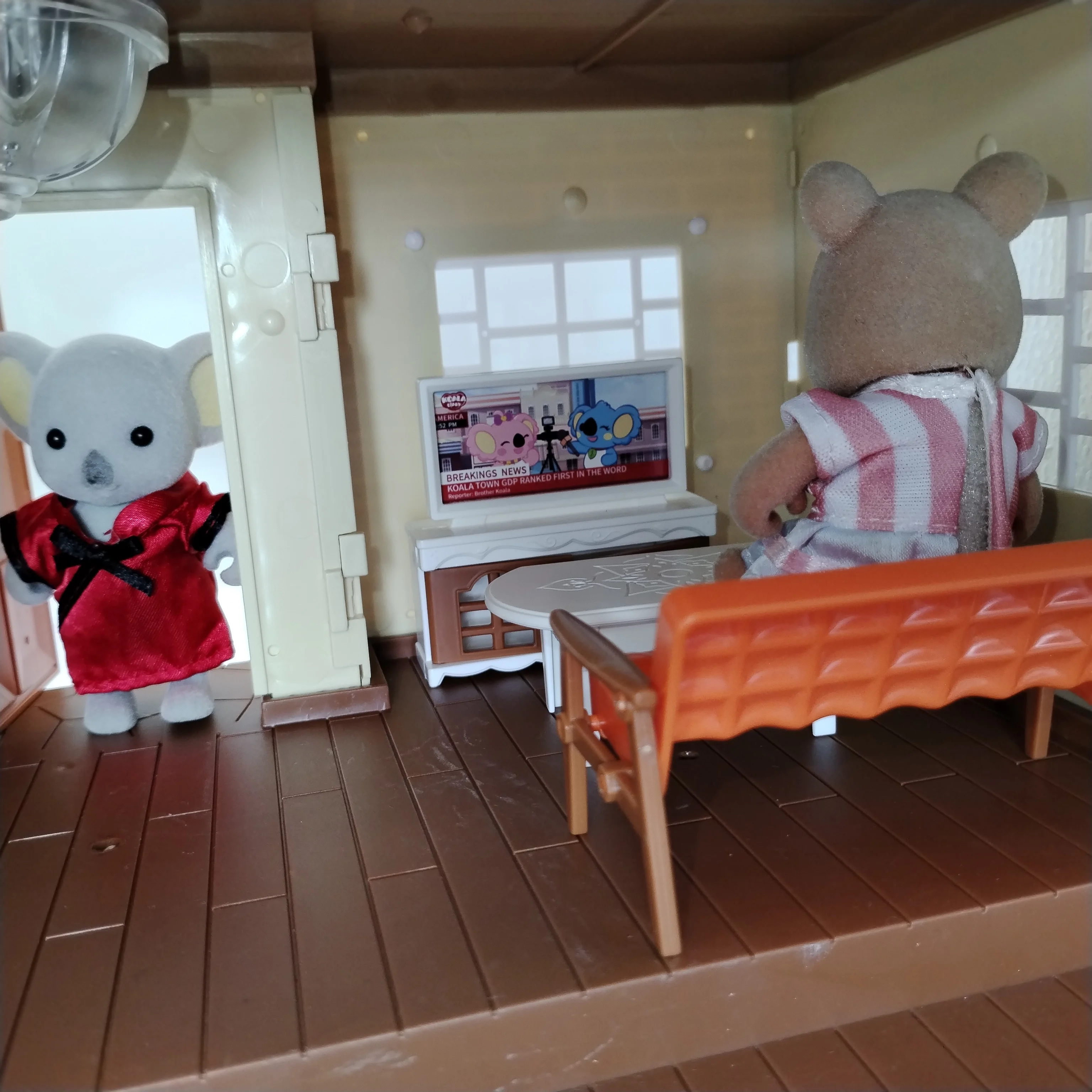 Toys For Kids Forest Family Two-story Dollhouse With Stair kitchen bathroom Miniaturas Accessories Furniture Animal Bunny Dolls 6