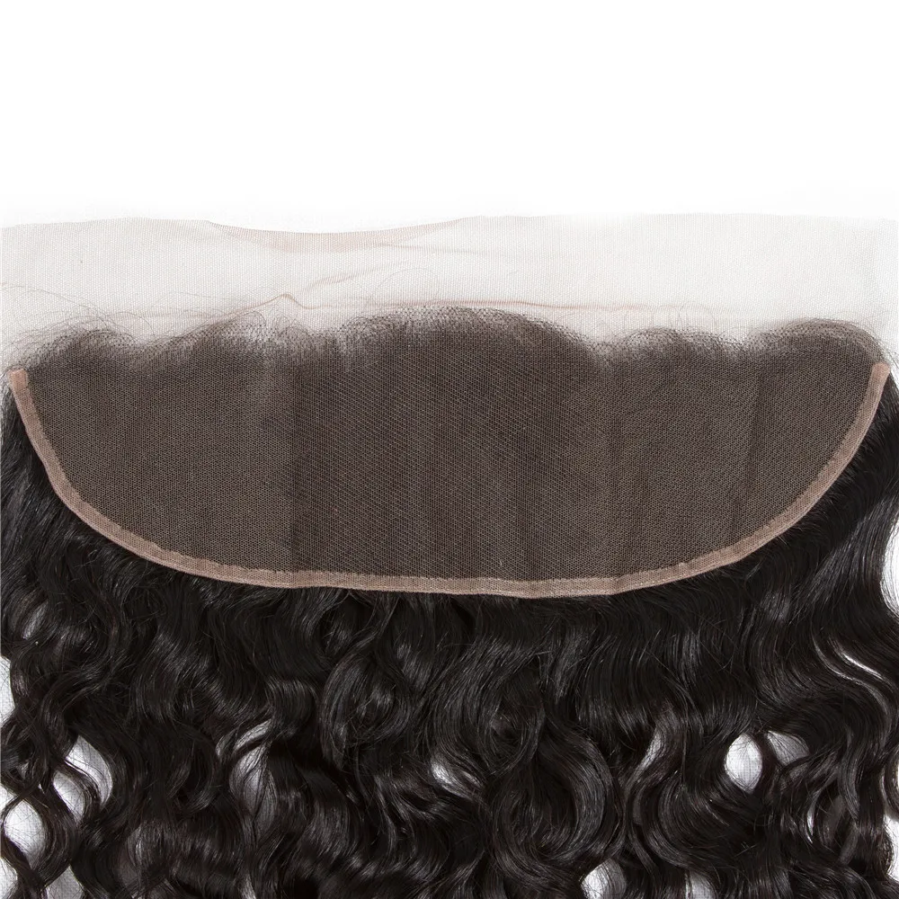 Water Wave Lace Frontal Human Hair 13x4 Lace Frontal Only 10"-22" Middle/Free/Three Part Human Hair With Natural Hairline