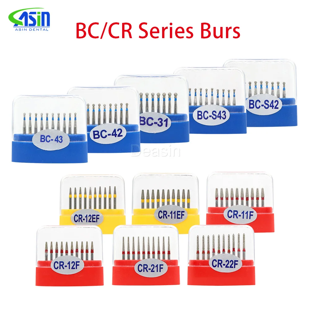 

BC CR Series 10pcs/box Dental Diamond Bur Multiple Models Optional Black Storage Box Fit for Dental High Speed Handpiece