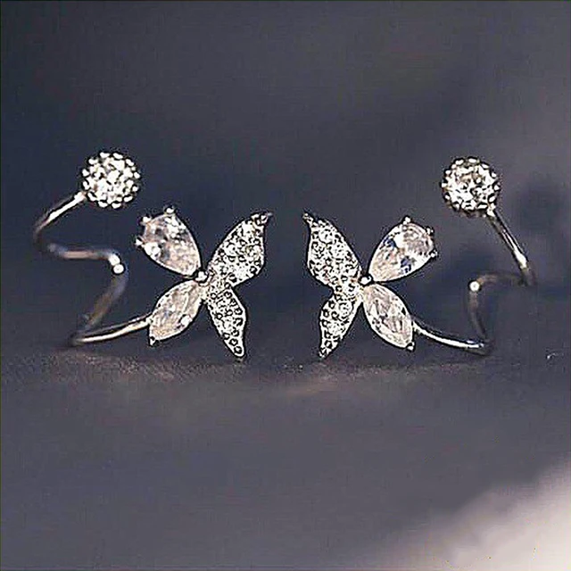 Huitan Silver Color Claws Stud Earrings with Crystal AAA CZ Stone Modern Design Fashion Versatile Accessories Women 2022 Jewelry E1703