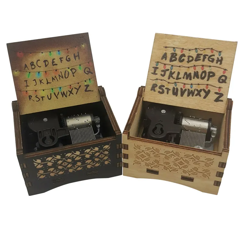 Music Box Stranger Things Kids Windup Hand Crank Wood for Birthday Christmas gift