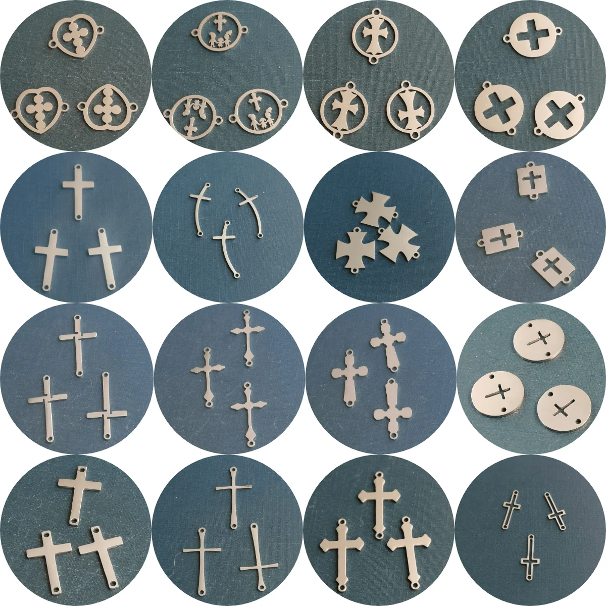 

Stainless Steel Cross Collection 2 Loop Connector Link for DIY Jewelry Necklace Pendant Bracelet Charm
