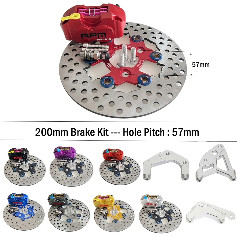 57mm Hole Pitching Motorcycle 200mm Brake Disc Brake Caliper Floating ...