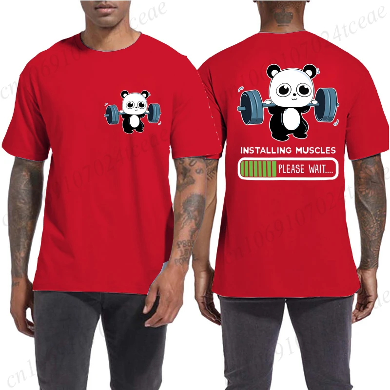 Panda Gym Graphic Tee – Cute & Funny Harajuku Summer Shirt