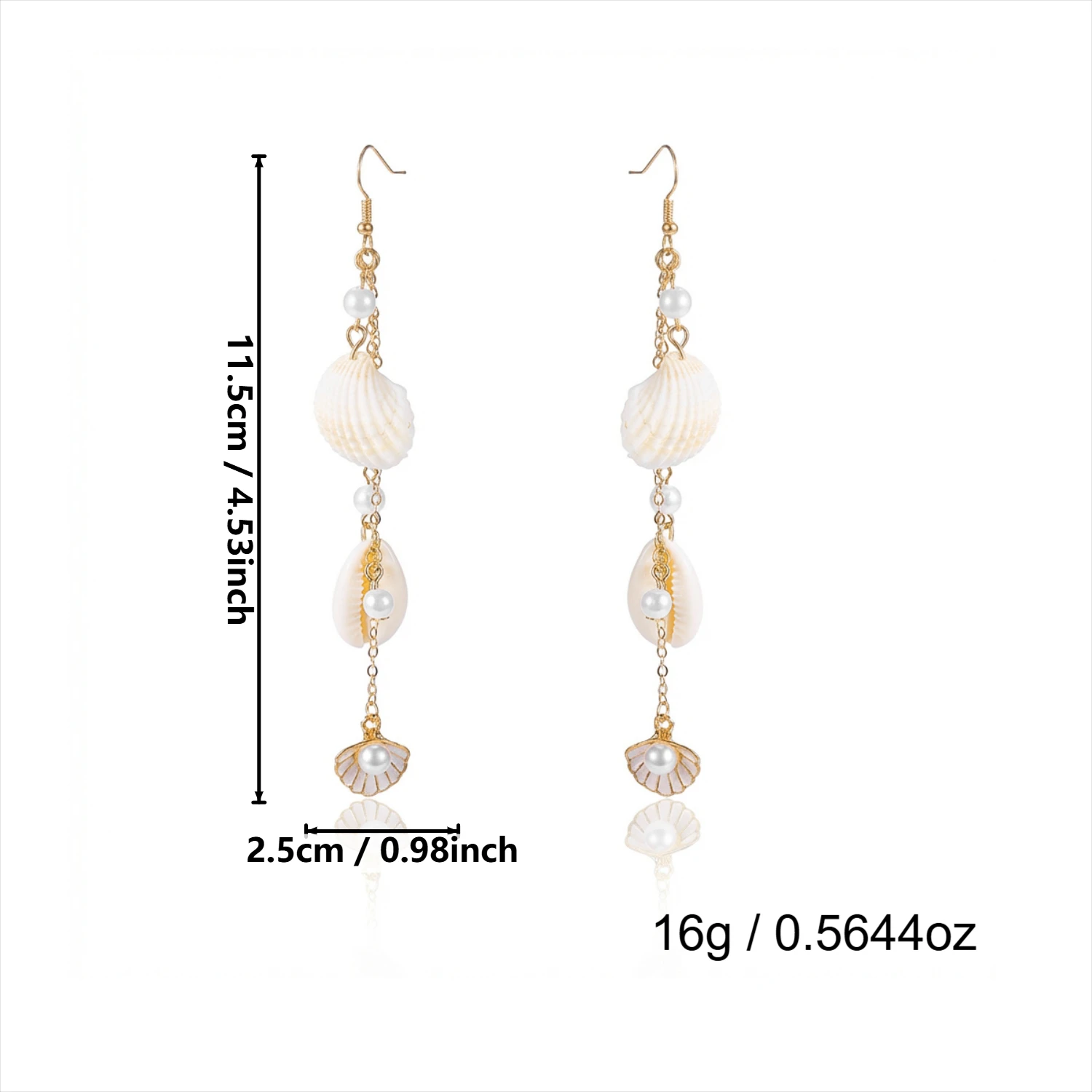 Ozean-Stil Muschel-Ohrringe mit Langen Quasten für Frauen, Böhmische Imitationsperlen Seestern Hängeohrringe, Sommer-Party-Schmuck – Detail 8