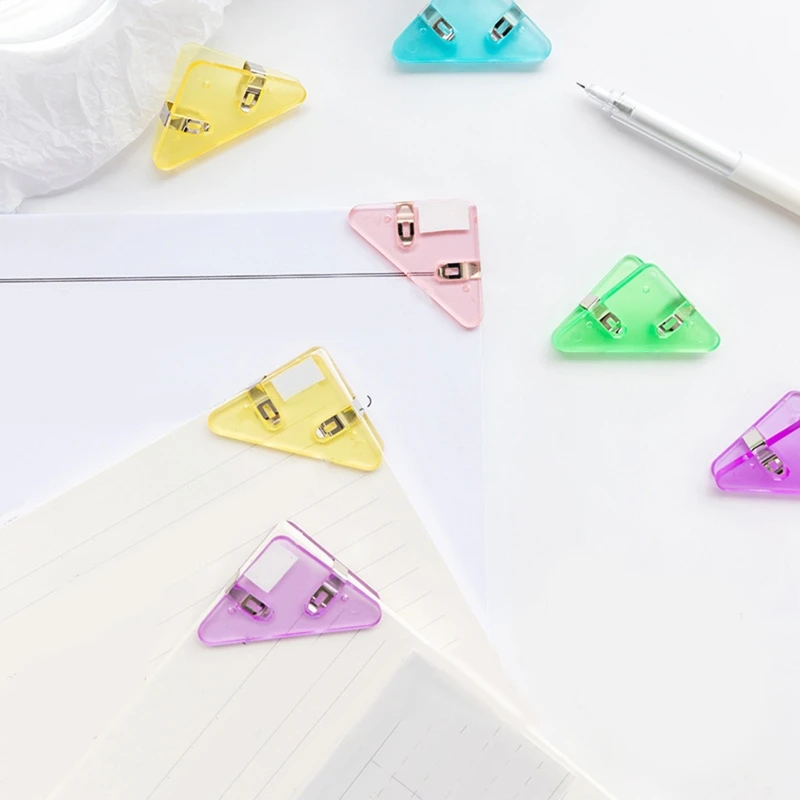 Corner Paper Clamps Small File Clips Note Holder Clips Triangular Bookmark Clip for Student Teacher Office Staff 5Pcs,paper clips,mini bookmark