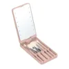 New 5pcs Travel Makeup Brush Set With Led Light Mirror Case  Rechargable Folding Makeup Mirror Storage Box For Beauty Tool 4
