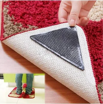 8 pièces ensemble Triangle lavable tapis pince anti-dérapant réutilisable tapis en caoutchouc antidérapant Patch bande pour carrelage sols tapis coins Pad 1
