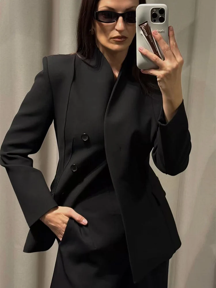 Fall New Women's Blazer Coat Fashion Slimming Leisure Pocket Jackets Top 2025 Elegant Chic Solid Female Commuter Clothing