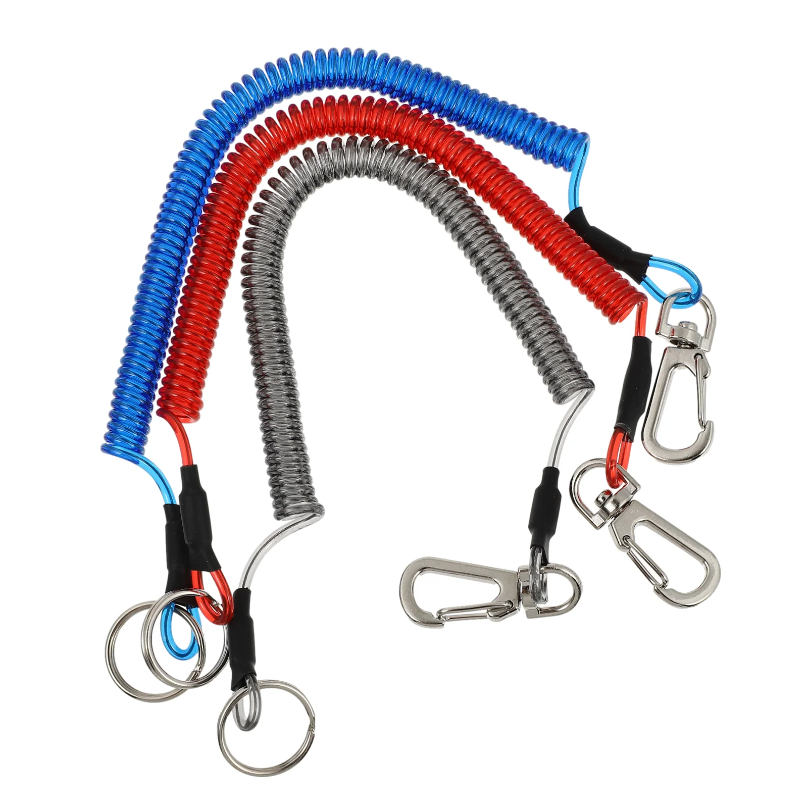 

3 Pcs Spring Coil Miss Rope Man Keychain Steel Wire Climbing Carabiner Spiral Lanyard