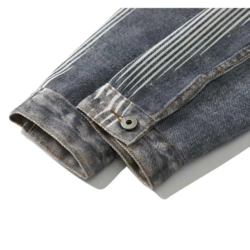 PFNW Niche Striped Gradient Abs Digital Print Short Denim Jacket 2025 Tide Trendy Men's Spring Loose Causal Lapel Coat 28W5518 5