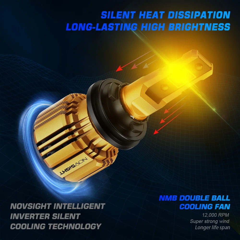 LED Car Lights LED Lights LED Bulbs LED Headlights LED Car Headlights NOVSIGHT H11 LED Headlights For Car LED H7 H1 9005 HB3 9006 HB4 With Fan 12V Auto Headlamp Light Bulbs 3000K 36W 7500LM