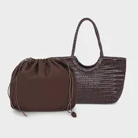 Sacs à main femmes en cuir véritable sac à bandoulière tissage sac à provisions décontracté Vintage grand fourre-tout sac à main peau de vache croix sacs à main dame 3