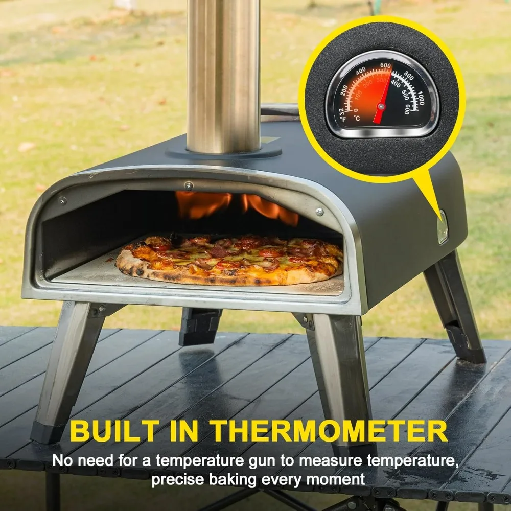 Portable Outdoor Wood-Fired and Pellet Pizza Oven, Stainless Steel for Backyard Pizza Parties