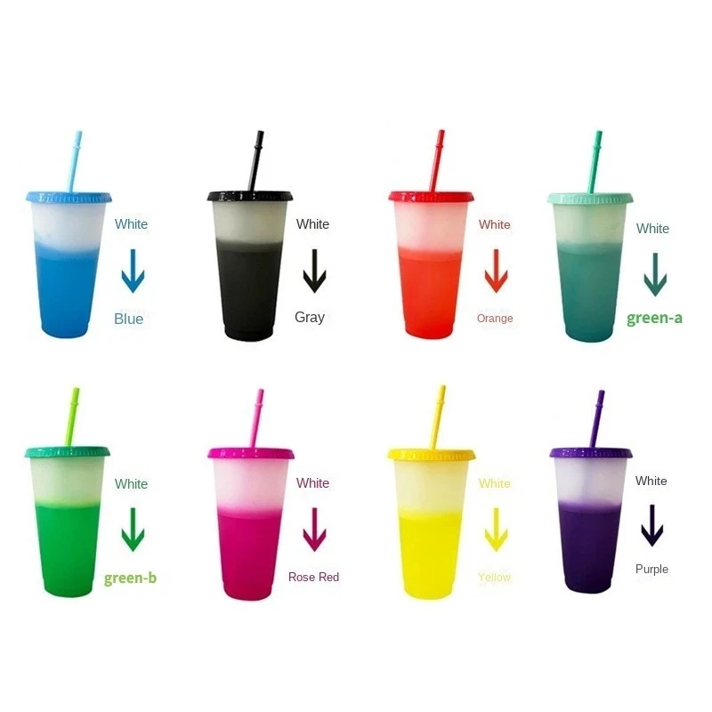 Color Changing Cup Set 24oz Plastic Cups Reusable Mugs With Lids And
