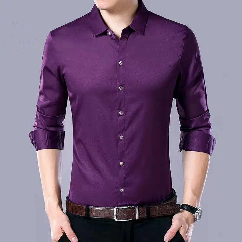 Men's Smart Casual Plaid Long Sleeve Shirt - Stylish Lapel Design