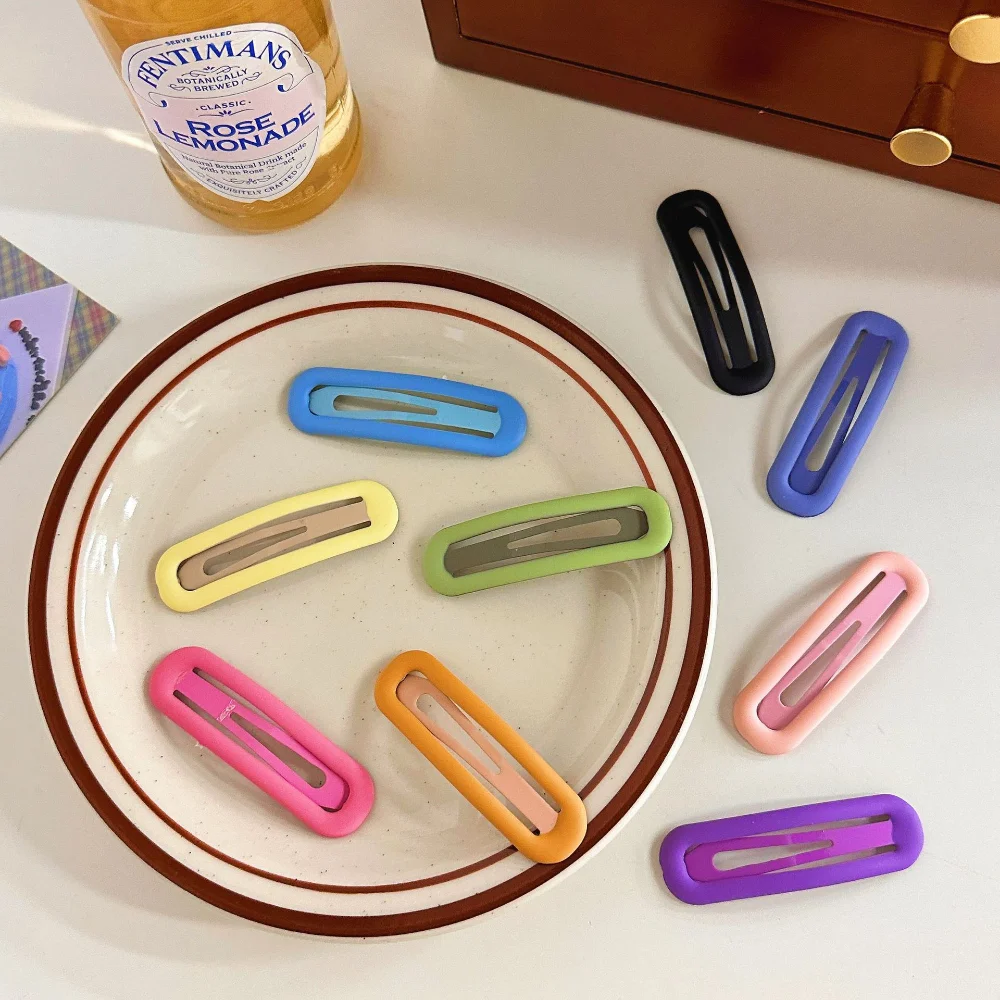 3pcs/set Colorful Big Oval Hairpins Metal Barrette BB Hair Clips for Kids Children Baby Girls Snap Pins Women Hair Styling Tools