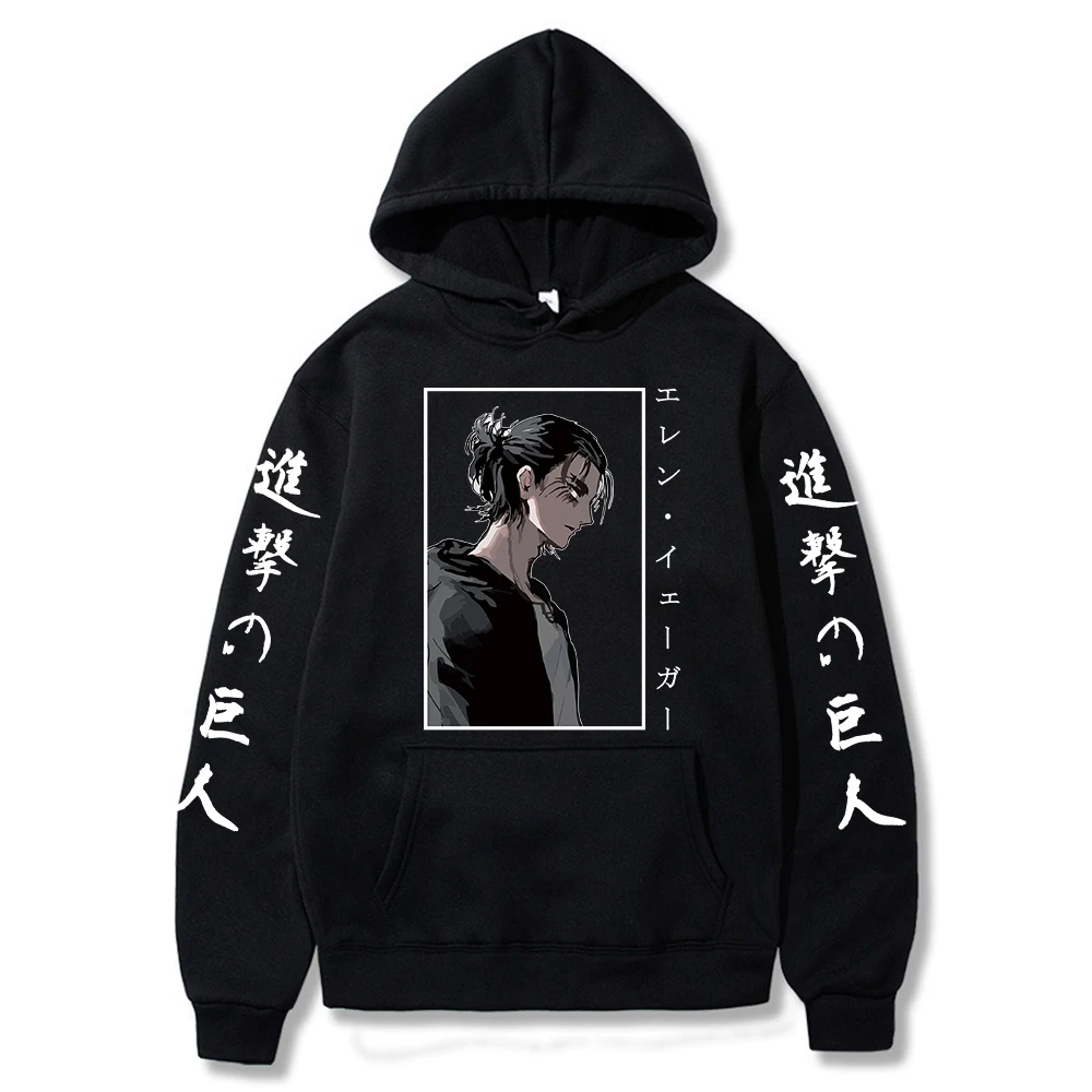 

Men Hoodie Attack on Titan Printed Long Sleeve Anime Eren Yeager Pullover Harajuku Hoodie Sweatshirt Tops