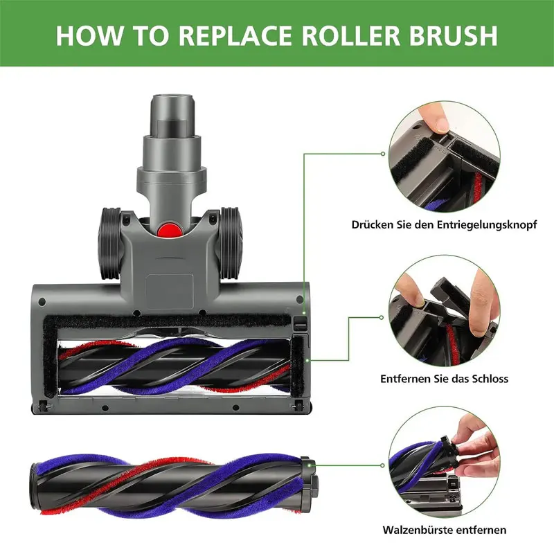 LED-Lit Quick-Release Roller Brush Head Replacement