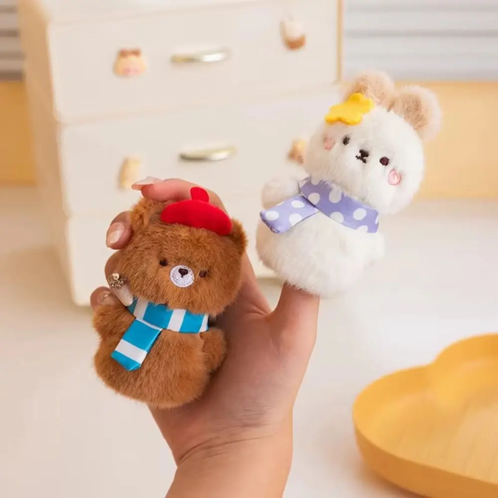 1쌍 동물 손가락 인형 시뮬레이션 토끼/곰 봉제 펭귄 조기 교육용 새끼 고양이/강아지 손가락 이야기 인형