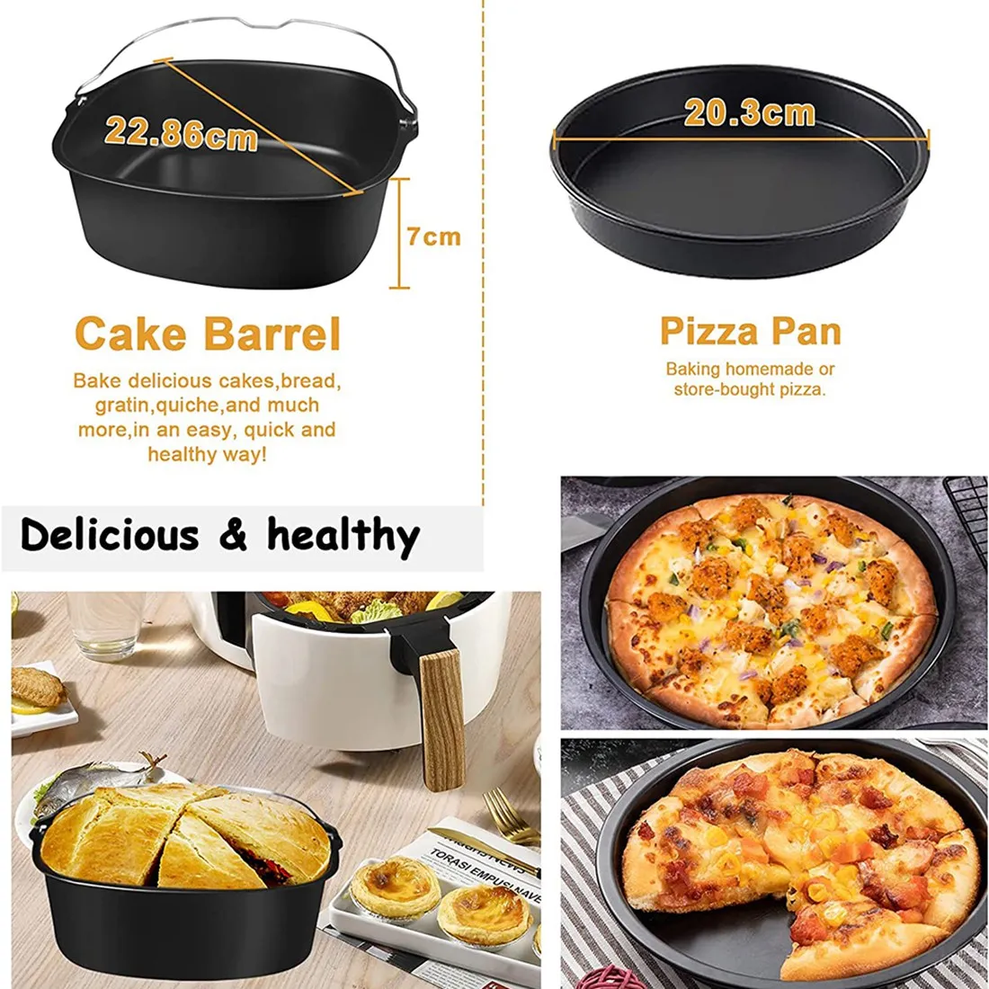 Air Fryer Accessories Square Air Fryer Accessories 9 Inch for Cosori Ninja Phillips Tower Pot Tefal Etc 5.6-7.5L Deep Basket Airfryer