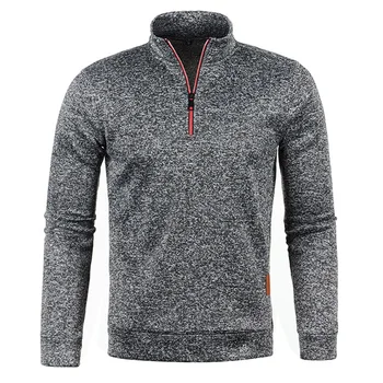 Men's Stand Collar Pullover Zipper Twist Knit Pullover Men's Thicker Sweatshirts Autumn Solid Color Turtleneck Sweaters
