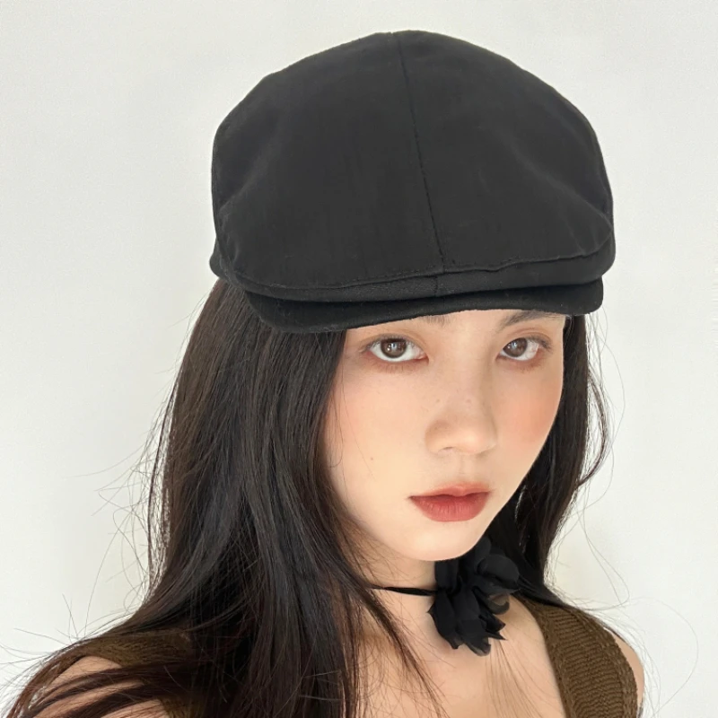 남녀 공용 순면 모자, 여름 캐주얼 자외선 차단, 레트로 영국 심플 베레모, 인기 있는 단색