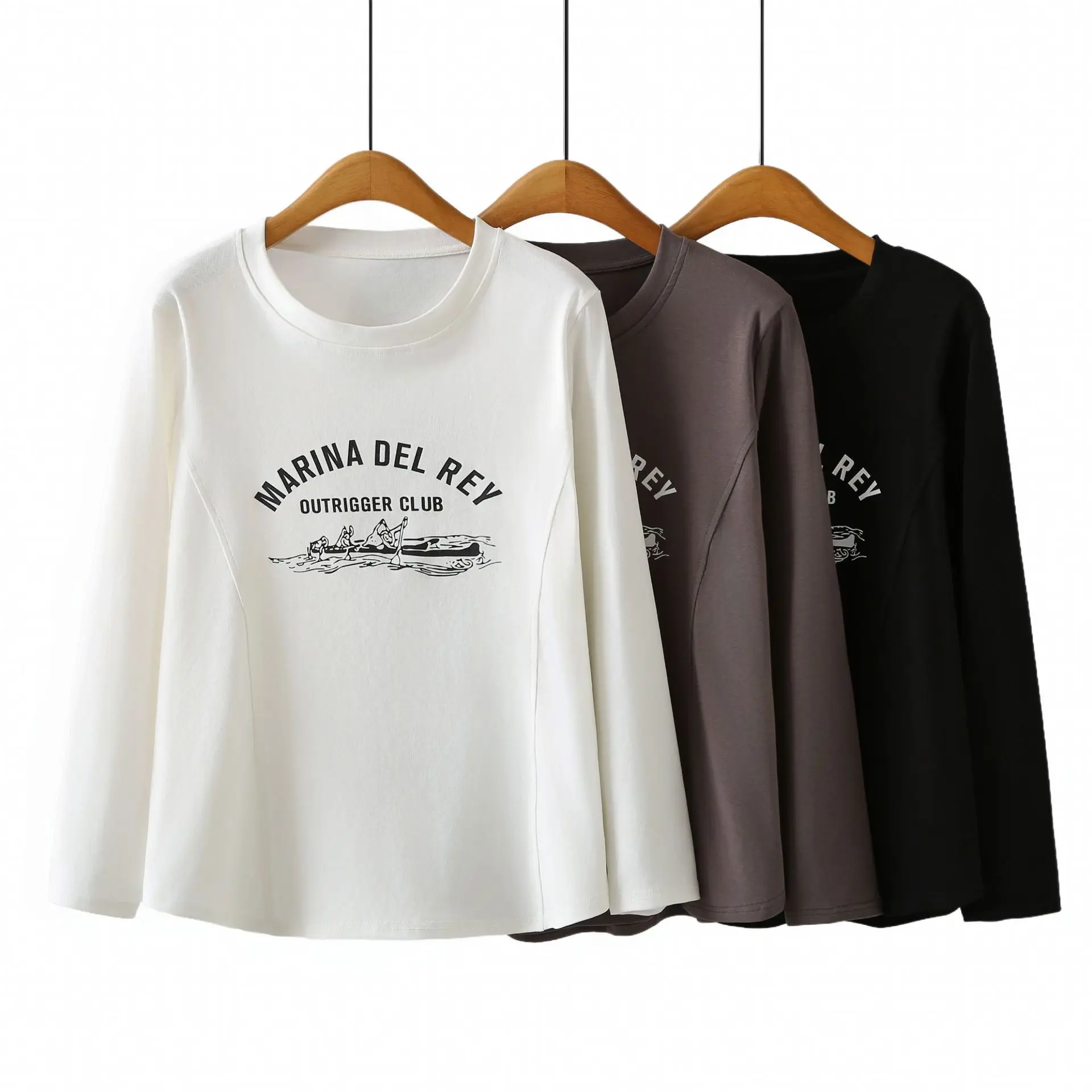 Fashion Plus Size Women's T-Shirt 2025 Autumn New three-dimensional Cut Printed Long Sleeve Combed Cotton Tops 6692