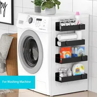 Magnetic Fridge Shelf Spice Storage Rack Black Iron Space Saving For Cabinet On The Side Of Refrigerator Kitchen Organizer Shelf 2