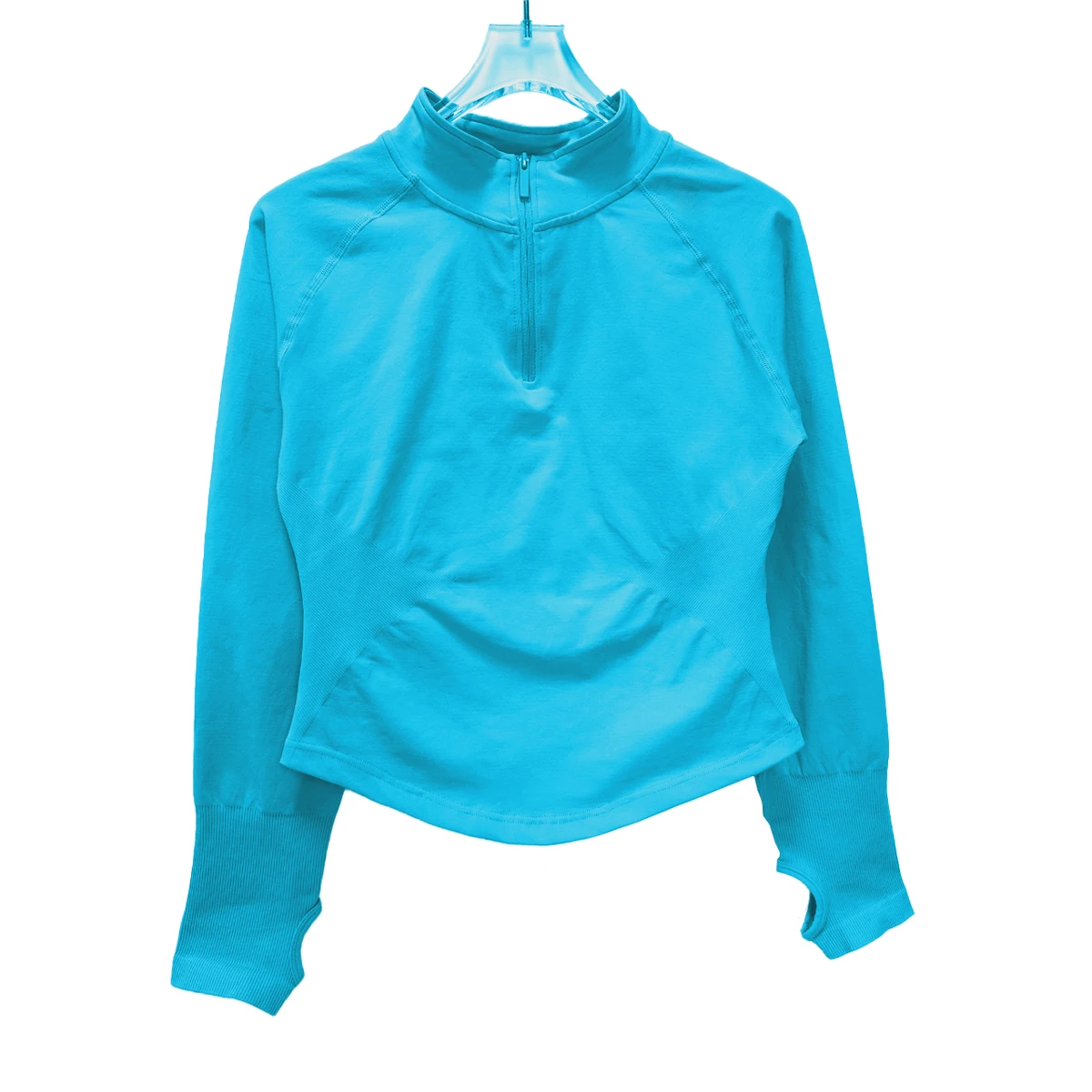 Haut de Sport Femme Manches Longues Demi-Zip
