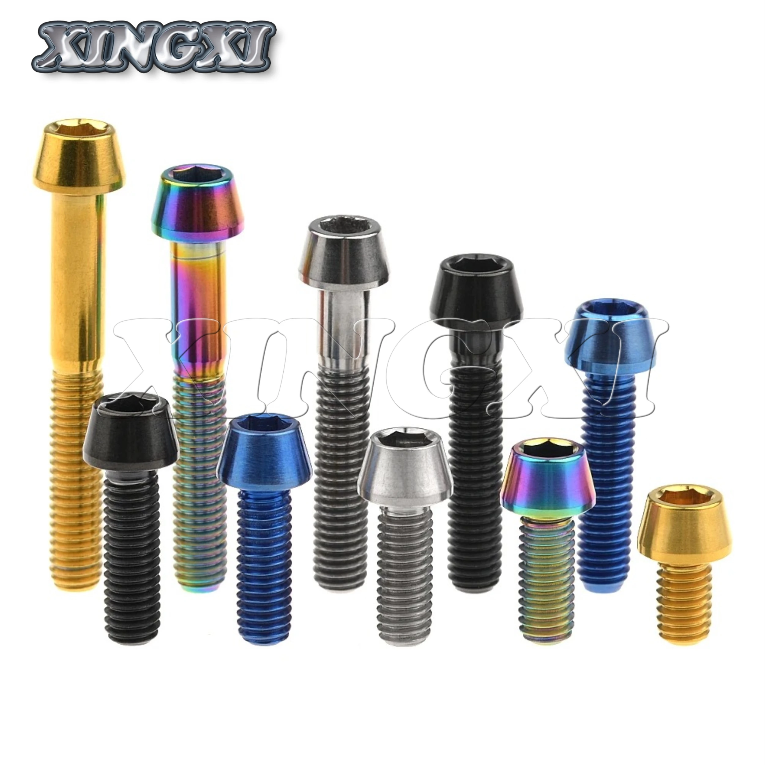 Titanium Bolts Xingxi M6x10-65mm Allen Key Taper Head For Bicycle Headset Brake