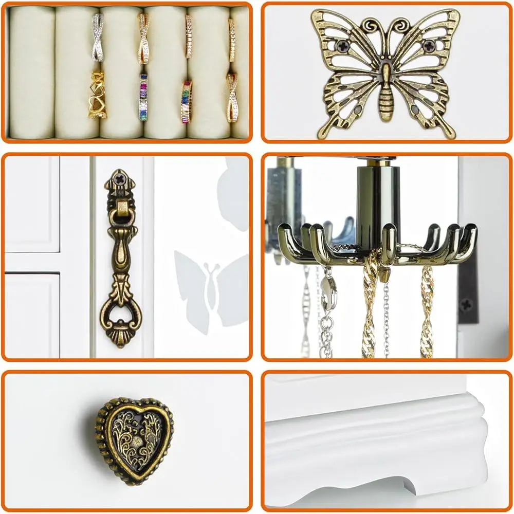 Elegant Solid Wood Jewelry Storage Box 4-Drawer Design Necklace Carousel Ring Organizer Ideal Gift Women 5