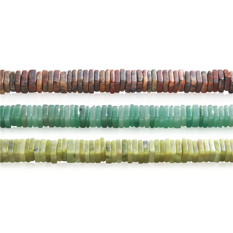 Natural Stone Moss Jade Leopard Green Aventurine Square Slice Spacer 3x10MM Gemstone Beads For Jewelry Making Diy Bracelet