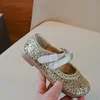 Children's Leather Shoes 3-18 Years Old Sequins Soft Girls Performance Shoes Spring Autumn Gold Flat Non-slip Kids Single Shoes 5