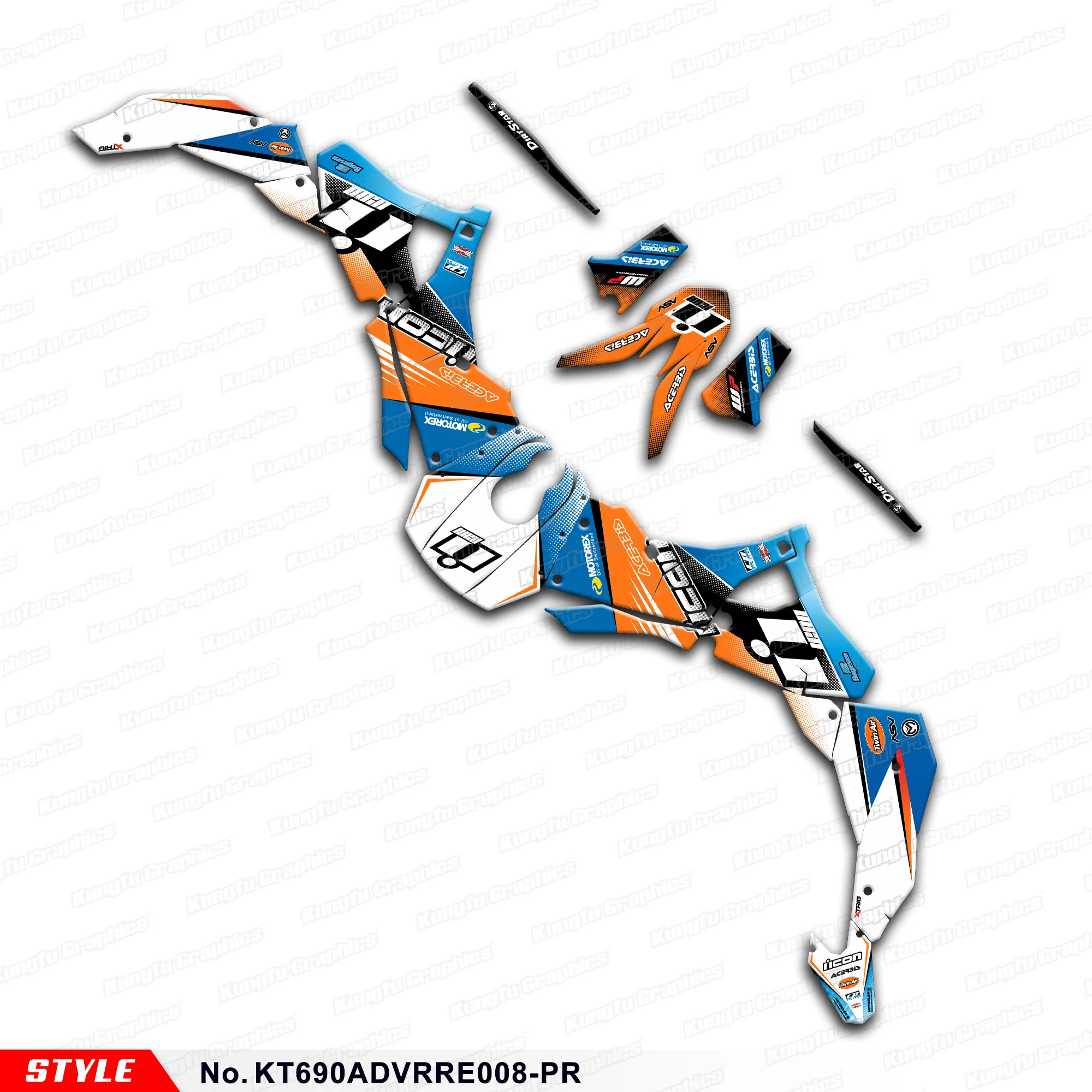 

Вторичный рынок, виниловые наклейки, пользовательская графика для KTM RALLY RAID EVO2 690 ADV, KT690ADVRRE008-PR
